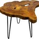 Live Edge Side Table, Natural Edge Wood End Table About 16" W x 14" D x 17" H Unique Natural Wood Table for Living Room, Bedroom, Decor (Medium)