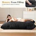 3-in-1 Giant Bean Bag Chair for Adults & Kid, Convertible Floor Sofa to Mattress, High-Density Foam Chair Bed with Washable Cover, Multi Functional Lounge Couch for Bedroom, Living Room (Black), XL Sofa Chair