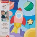 Fisher-Price Wood Preschool Toy Space Blocks Jigsaw Puzzle, 42 Wooden Pieces for Stacking & Sorting Play Kids Ages 3+ Years