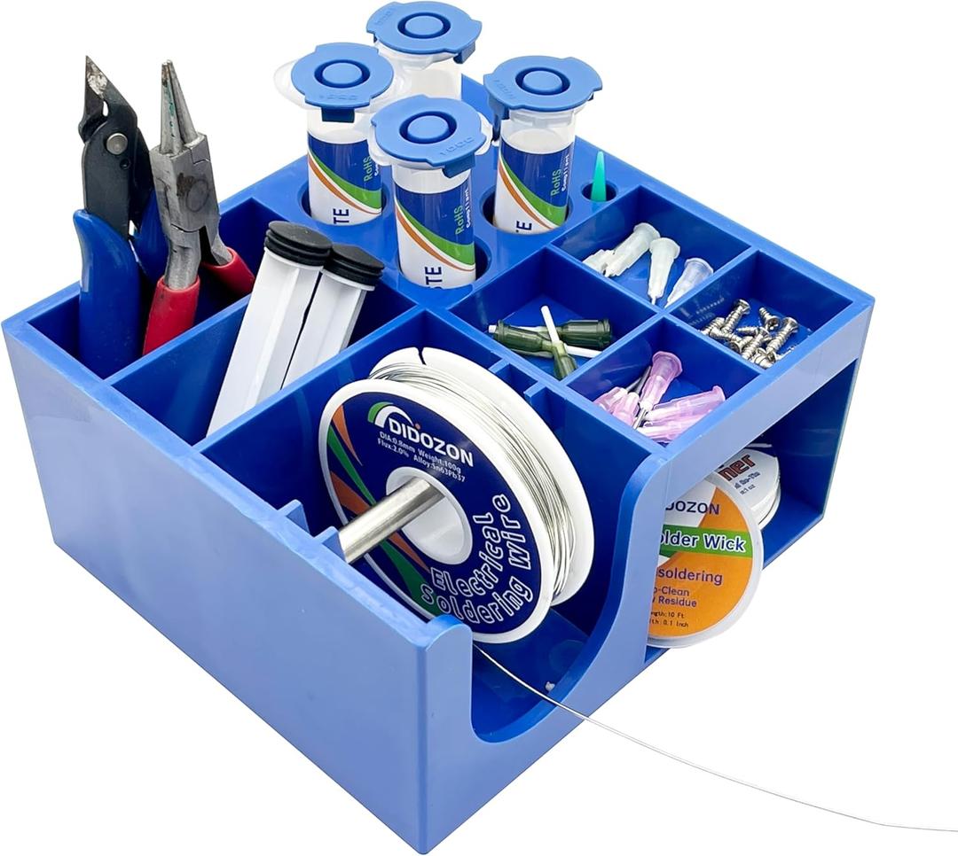 Solder Dispenser Reel Stand, Solder Wire,Flux,Paste and Small Parts Storage Box