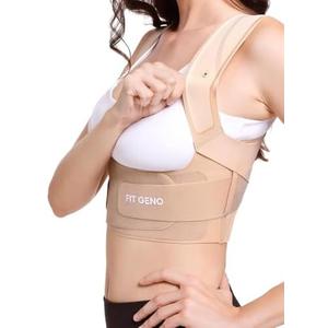 Fit Geno Invisilite Posture Corrector for Women, Adjustable Back Brace for Hunchback Slouching, Upper Back Neck Shoulder Pain Relief, Lightweight Discreet Under Clothes, Small/Medium