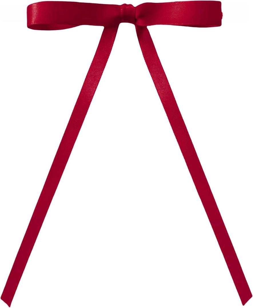 Meseey 100 Pcs Burgundy Satin Ribbon Bows Pre-Tied 5x7 Inch Twist Tie Decorative Bows for Gift Wrapping, Party Decor, Cake, Treats & Crafts