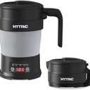 HYTRIC Travel Electric Kettle, 700ML Foldable Small Electric Kettle BPA-Free, Portable Kettle with Multifunctional Panel, Collapsible Hot Water Kettle with Keep Warm & Delay Start, 110V Black