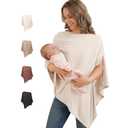 Konssy Nursing Cover for Breastfeeding, 360 Full Privacy Breathable Breastfeeding Cover, Multi-use Carseat Canopy (Blush Beige)