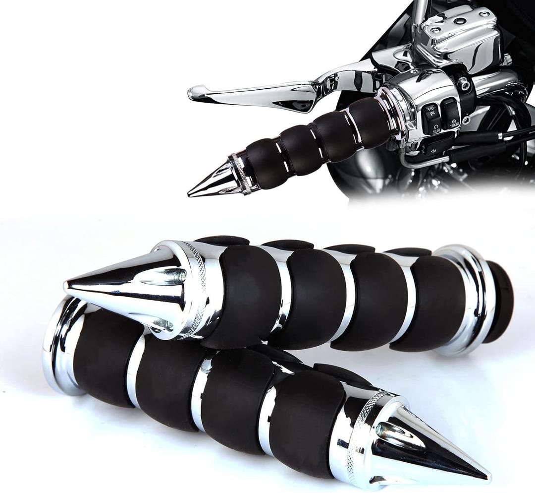 DREAMIZER Universal Motorcycle Hand Grips with Black Non-Slip Rubber for Harley Honda Yamaha Suzuki Kawasaki