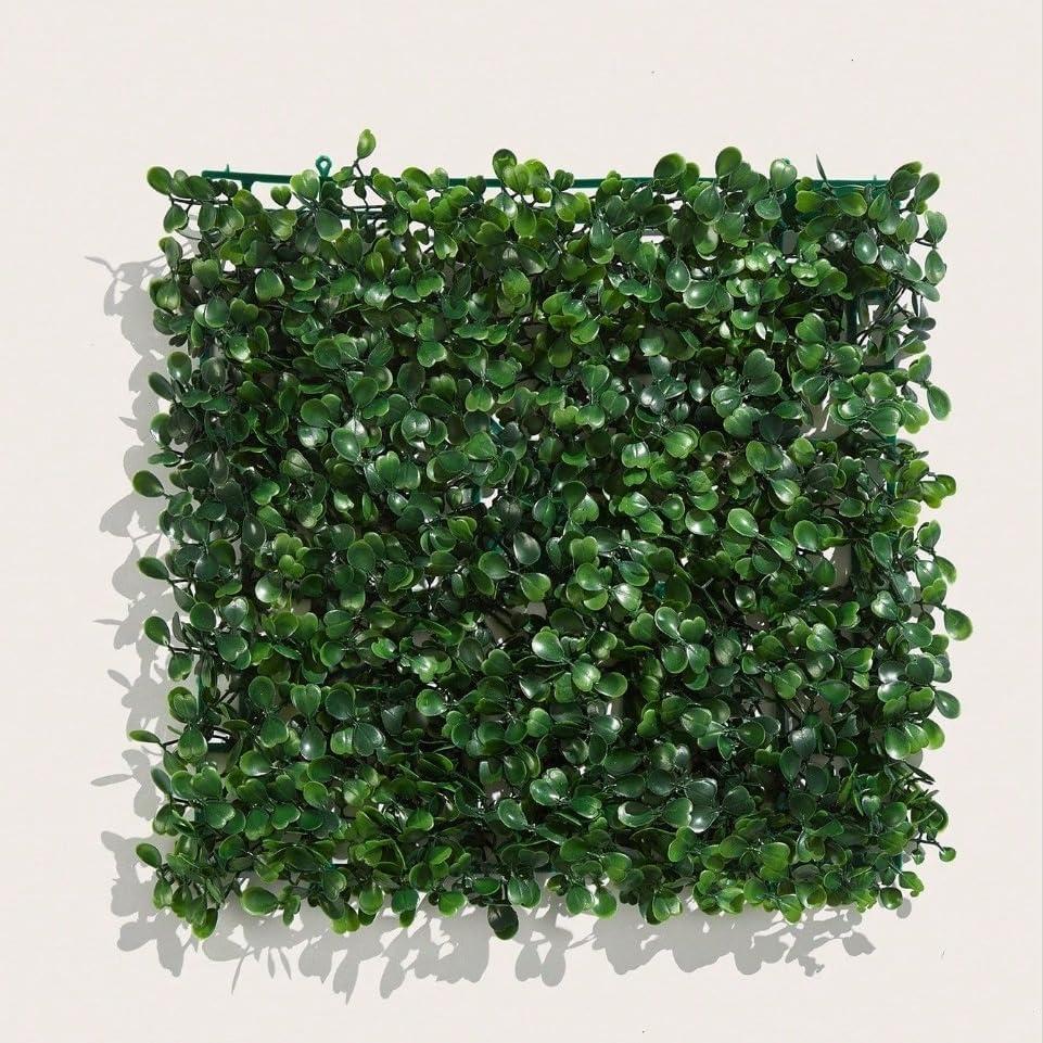 12 Pcs Artificial Grass Wall Panel Backdrop, 10"x 10" Grass Wall Panels, Boxwood Faux Green Panels for Outdoor Indoor Green Wall Decor, Party Wedding Garden Fence Decorations