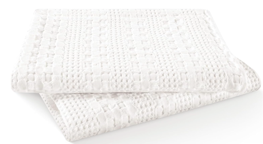 100% Cotton Ruffle Waffle Pillow Shams King Size, 2 Pack 20" x 36" Soft Skin-Friendly Pillowcases, No Filling, Aesthetic Home Decor, Breathable Waffle Weave Bed Pillow Covers, White