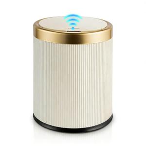 Pukomc Bathroom Trash Can with Lid3.5 Gallon Motion Sensor Waterproof Touchless Garbage Can, Smart Plastic Trash Bins Suitable for Kitchen, Bathroom, Bedroom, Living Room, Office Beige