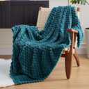 EXQ Home Fleece Blanket Throw XL for Couch or Bed - 3D Imitation Turtle Shell Jacquard Decorative Blankets - Cozy Soft Lightweight Fuzzy Flannel Blanket Suitable for All Seasons(50"70",Teal)