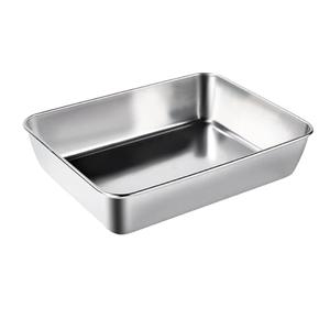 Stainless Steel Tray Dish Plate, Food Storage Container for Fruit Vegetables Rectangle Metal Dinner Plates for BBQ, Dining, Party, Buffet, Dishwasher Safe (L), Set of 4