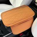 Upgraded Car Center Console Cover Microfiber Leather Armrest Cover Cushion with 2 Storage Bags&Universal Car Armrest Storage Box Universal Car Interior Accessory (2 Pockets, Orange)