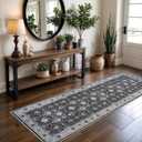 Hallway Washable Runner Rug - 2x6 Kitchen Rugs Entryway Rug Runner Vintage Soft Floor Mat Non Slip Indoor Farmhouse Carpet for Bathroom Living Room Bedroom (2 X 6, Black)