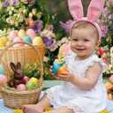 7x5ft Easter Backdrop Colorful Eggs Flowes Floral Background for Kids Newborns Birthday Parties Baby Showers Photo Booth Studio Props
