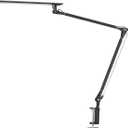 PHIVE CL-2 Architect Desk Lamp, LED Clamp on Desk Light with Metal Swing Arm, Eye-Caring Dimmable Drafting Table Lamp, Highly Adjustable Architect Task Light for Home/Office, Black