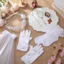 Funtery 6 Pcs First Communion Veils Girls Catholic Set 1st Communion Wreath Veil Headpiece Sock Necklace Bracelet Kid Wedding