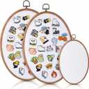 Yalikop Pin Display Board Fabric Enamel Pin Boards Wall Hanging Brooch Earrings Necklace Jewelry Holder Organizer Display Storage for Home and Holiday(White,11.4" X 8.6",2)