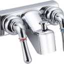 RV Shower Faucet, 4 inch Shower Valve Diverter Replacement, with Classical Dual Handles for RV/Camper/Motorhome Bathroom, Chrome