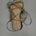 PARTY Women's Strappy Sandals Lace Up Flats Tie Up Open Toe Ankle Strap Shoes (8, Gold)