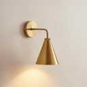 Vintage Modern Metal Conical Wall Sconce - Retro Brass Wall Lamp, Decorative Inspired Cone Wall Mount Lighting Fixture for Bedroom, Living Room, Hallway(6“W x 6" L x 11" H Brass)