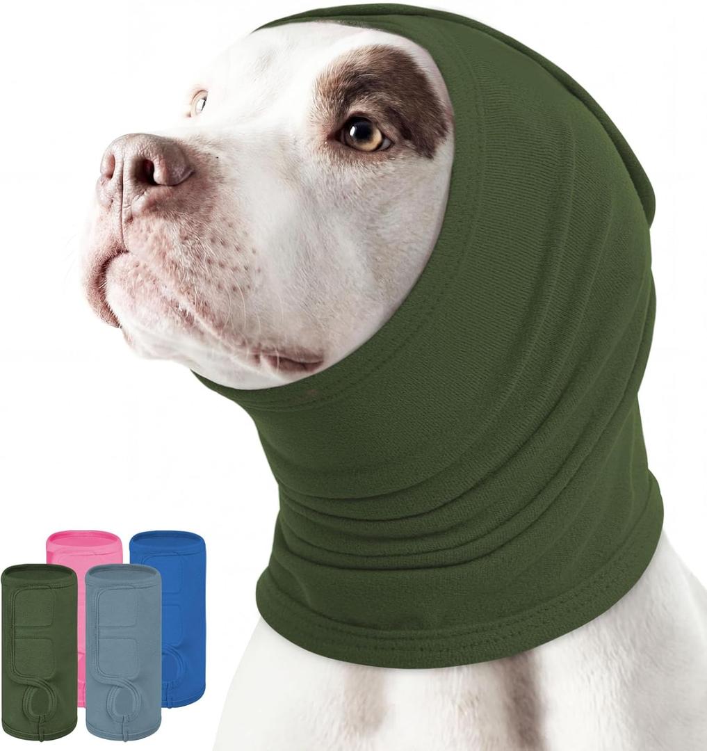 KOESON Adjustable Ear Wrap for Large Dogs, Soft No Shake Dog Ear Wraps Hematoma, Breathable Dog Ear Cover for Noise Protection, Neck Wounds, Pet Calming Hoodie for Thunder, Firework, Separation, L