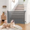 Retractable Baby Gate for Stairs, Dog Gate Indoor 55" Wide × 34" Tall Gray.