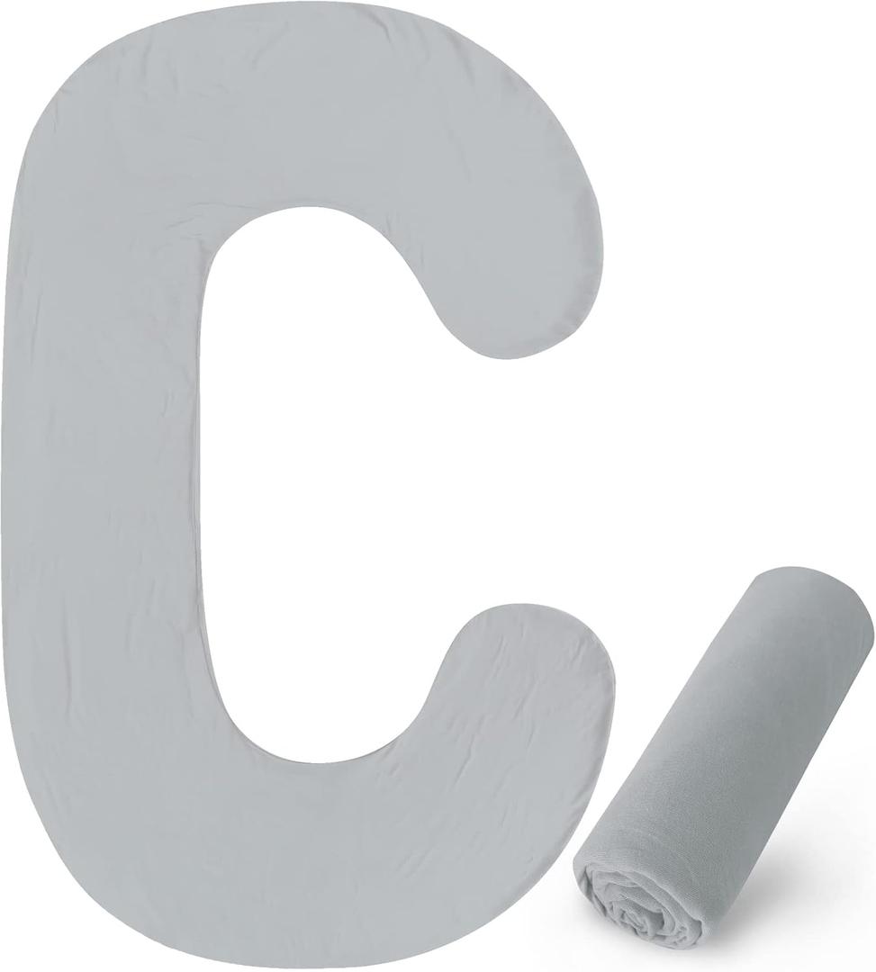 Pregnancy Pillow Cover C Shaped (ONLY Pillowcase), Full Body Pillowcase for Maternity Pillow, Super Soft Fabric, Universal Fit, Grey