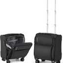 Hanke 16 Inch Underseat Carry On Luggage with Spinner Wheels Airline Approved, Small Rolling Suitcase Softside Underseater Lightweight TSA Travel Roller Suitcase Carry-On Bag(Black)