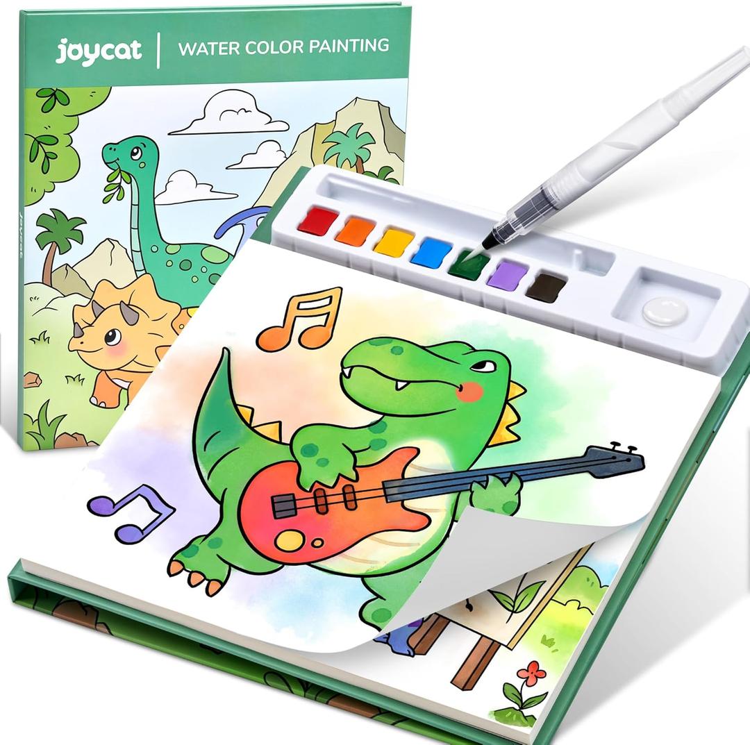 JoyCat Paint with Water Coloring Books for Toddlers, Watercolor Painting Sets for Kids Ages 3-5 4-8, Arts and Crafts Drawing Activities Toy Birthday Gifts for Boys Girls (Dinosaur & Vehicle)