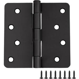 Design House Door Hinges for Interior Doors 3-Pack 4-inch x 4-inch, Design House 1/4-inch Radius Steel Door Hinge Door Hardware, Matte Black, 188946