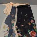 One Piece Swimsuit with Beach Cover up Wrap Skirt Sarong Retro Floral Print Bikini Set Two Piece Bathing Suit, S