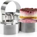 Uncle Jack Professional Stainless Steel Round Food Tower Presentation Cooking Rings with Food Press