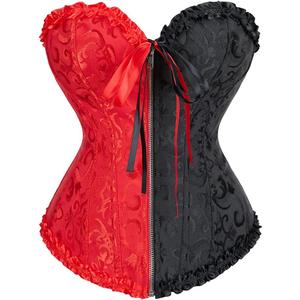 Lace Up Corsets for Women, Sexy Corset Lingerie for Women,Front Zipper Corset Top for Women (Medium, Blackred)