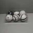 Meooeck 6 Pack Black and White Party Decor 6'' Glitter Black and White Ornaments Graduation 2025 Classroom Decoration Plastic Hanging Ornaments for Birthday Wedding Bridal Shower