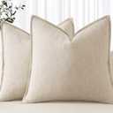 MIULEE Decorative Linen Euro Sham Pillow Covers 24x24 Natural Beige ​Boho Farmhouse​ ​Neutral Couch Throw Pillows for Bed Pack of 1 Accent Modern Pillowcase Sofa Living Room Home Decor