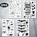 3 x 4 Sheets Halloween Window Clings, Black Bats Spiders Web Window Stickers Spooky Halloween Decorations Wall and Floor Decals for School Home Indoor Party Decor Supplies
