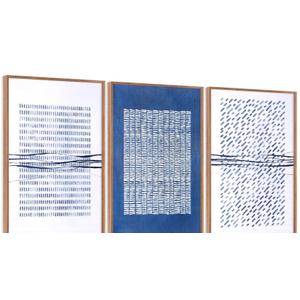 Aurlan Blue and White Abstract Dots Shapes Framed Wall Art(16"x24"), 3 PCS Minimalist Grunge 3D Textured Canvas Artwork, Large Modern Geometric Illustration Art Wall Decor for Office Living Room