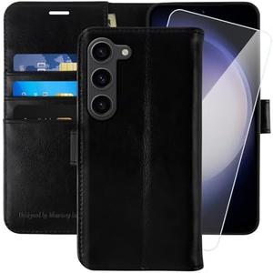 MONASAY Wallet Case Compatible for Galaxy S23+Plus 5G,[RFID Blocking] Flip Folio Leather Cell Phone Cover with Credit Card Holder，6.6 inch, Black