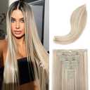 REECHO Hair Extensions, 11PCS Clip in Hair Extensions 24" Long Straight hair extensions HE005 Natural Soft Synthetic Hairpieces for Women  Honey Blonde with Highlights
