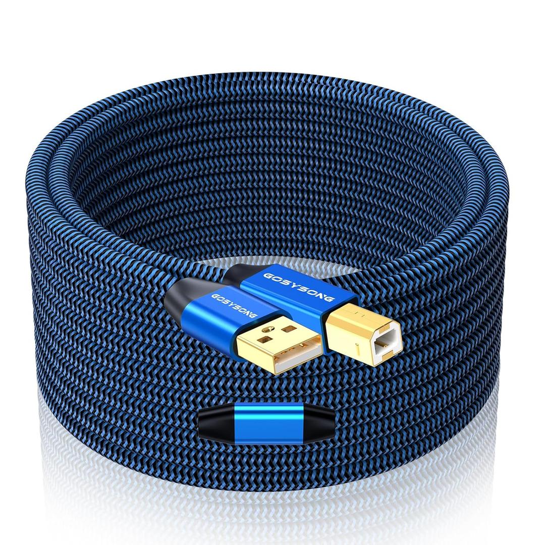50ft Active USB 2.0 Printer Cable - High Speed USB A to B Compatible with HP, Canon, Dell, Epson, Xerox and More