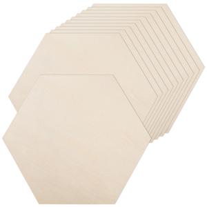 15Pcs Unfinished Wooden Hexagon 10.35 x 9.3 Blank Wood Hexagon Shape Cutouts 2.5mm Thick Natural Wooden Hexagon Slices with Glue Points for DIY Crafts Painting Home Wall Honeycomb Decor