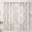 BGment Linen Curtains for Bedroom 63 Inch Length 2 Panels Set Floral Leaf Patterns, Light Filtering Window Privacy Curtains for Living Room Boho Farmhouse Vintage, Each 52 Inch Wide, Sage Green