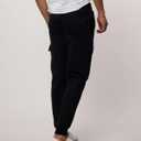 3 Pack: Men's Cotton Fleece Cargo Jogger Sweatpants with Pockets (L)