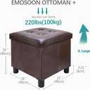 18 Inches Cube Storage Ottoman, Faux Leather Collapsible Square Folding Ottoman Furniture with Storage for Living Room Bedroom, Foot Rest Foot Stool with Legs, Brown 18x18x18 Inches