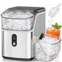 Antarctic Star Nugget Ice Makers Countertop, Pebble Ice Machine with Chewable Pellet Ice, 35Lbs/24H, Self-Cleaning, Sonic Ice, One-Click Operation, for Kitchen,Party Stainless Steel Silver