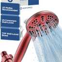 6-Mode High Pressure Handheld Shower Head Set, Consumer Reports Recommended HOPOPRO High Flow Hand Held Showerhead with 59 Inch Hose Bracket Teflon Tape Rubber Washers (Red)
