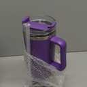 New Stainless Steel Big 40oz Purple Insulated Hot/Cold Tumbler Cup Handle +Straw, Purple