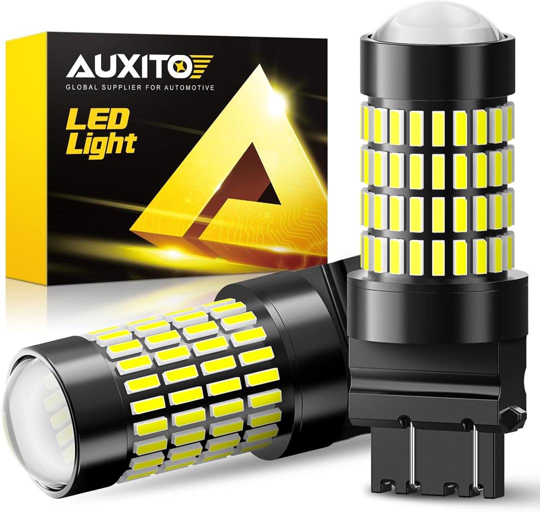 AUXITO 3157 LED Bulbs Reverse Lights, Super Bright 3056 3156 3057 4157 LED Bulbs with Projector for Reverse Back Up Lights Tail Brake Signal Parking License Plate Lights, 6000K White