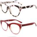 2 x IVNUOYI 4 Pack Reading Glasses Blue Light Blocking Readers for Women,Stylish Ladies Computer Eyeglasses with Spring Hinge