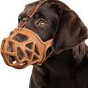 BARKLESS Dog Muzzle, Basket Muzzle for Biting, Chewing and Scavenging, Humane Cage Mouth Cover, Perfect for Grooming and Training Small Aggressive Reactive Dogs (S, Brown)