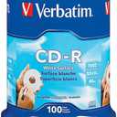 Verbatim CD-R Blank Discs 700MB 80 Minutes 52x Recordable Disc for Data and Music with Blank White Surface - 100 Pack Spindle